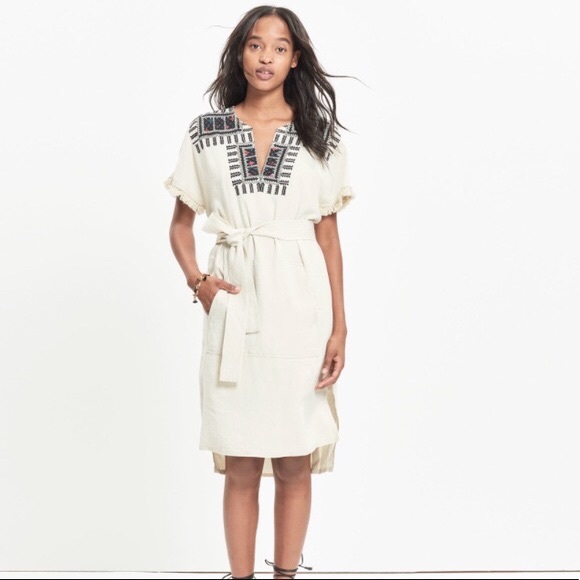 Madewell Paradise linen blend embroidered dress - Picture 2 of 8